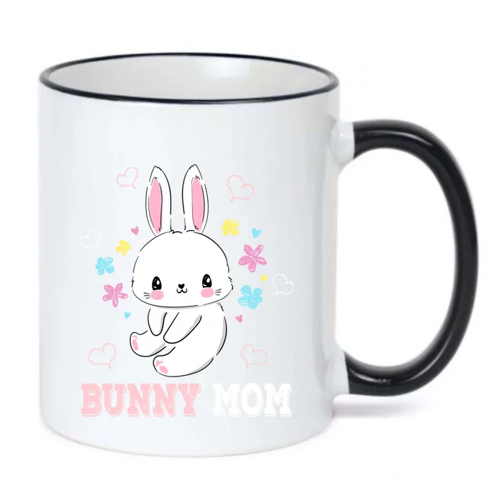 Bunny Mom Flowers Easter Cute Bunny Mother Gift Black Color Changing Mug