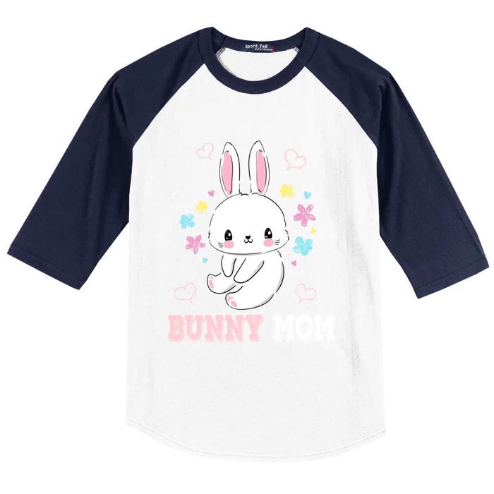 Bunny Mom Flowers Easter Cute Bunny Mother Gift Baseball Sleeve Shirt