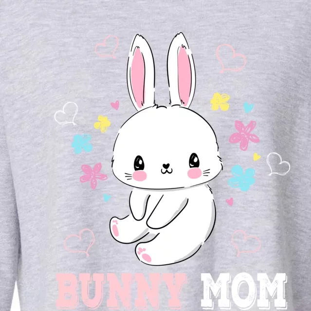 Bunny Mom Flowers Easter Cute Bunny Mother Gift Cropped Pullover Crew