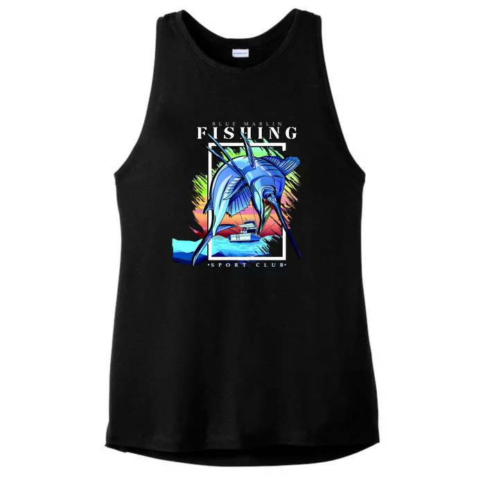 Blue Marlin Fishing Club Ladies Tri-Blend Wicking Tank