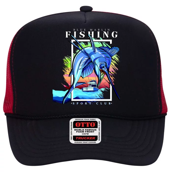 Blue Marlin Fishing Club High Crown Mesh Trucker Hat