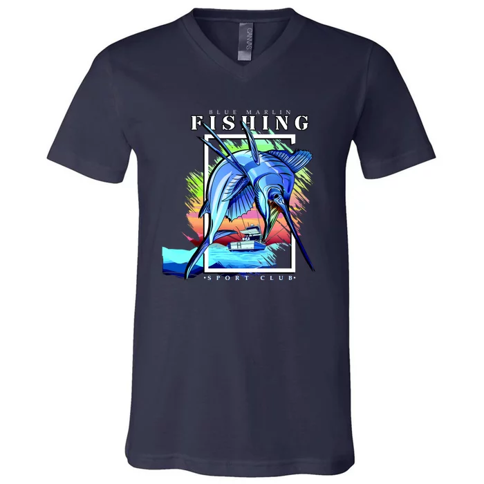 Blue Marlin Fishing Club V-Neck T-Shirt