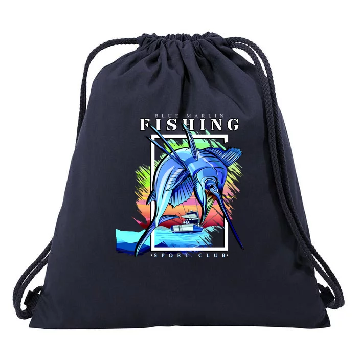 Blue Marlin Fishing Club Drawstring Bag