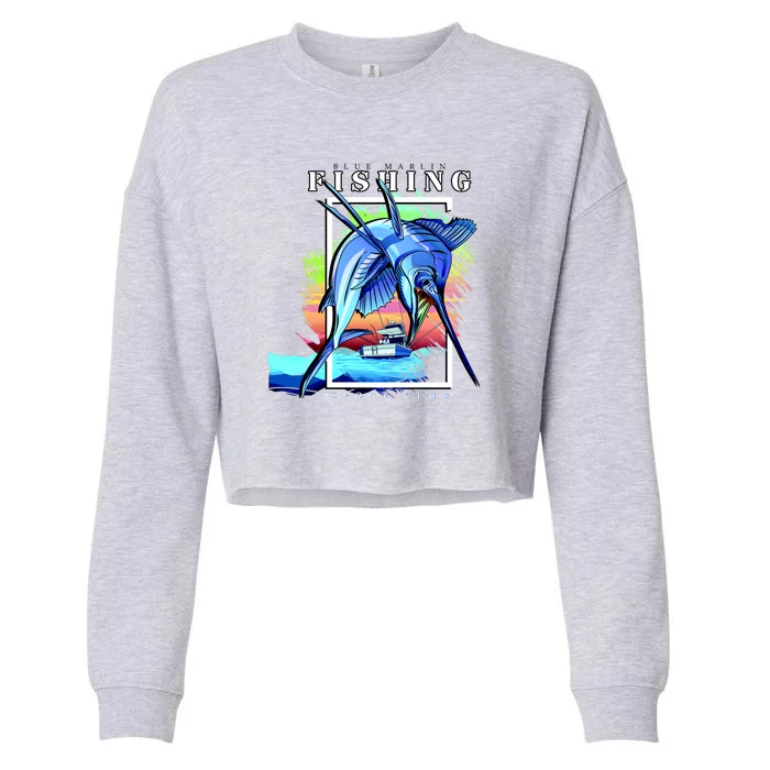 Blue Marlin Fishing Club Cropped Pullover Crew