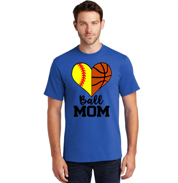 Ball Mom Funny Softball Basketball Player Mom Gift Tall T-Shirt