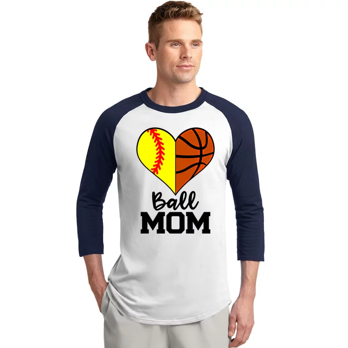 Ball Mom Funny Softball Basketball Player Mom Gift Baseball Sleeve Shirt