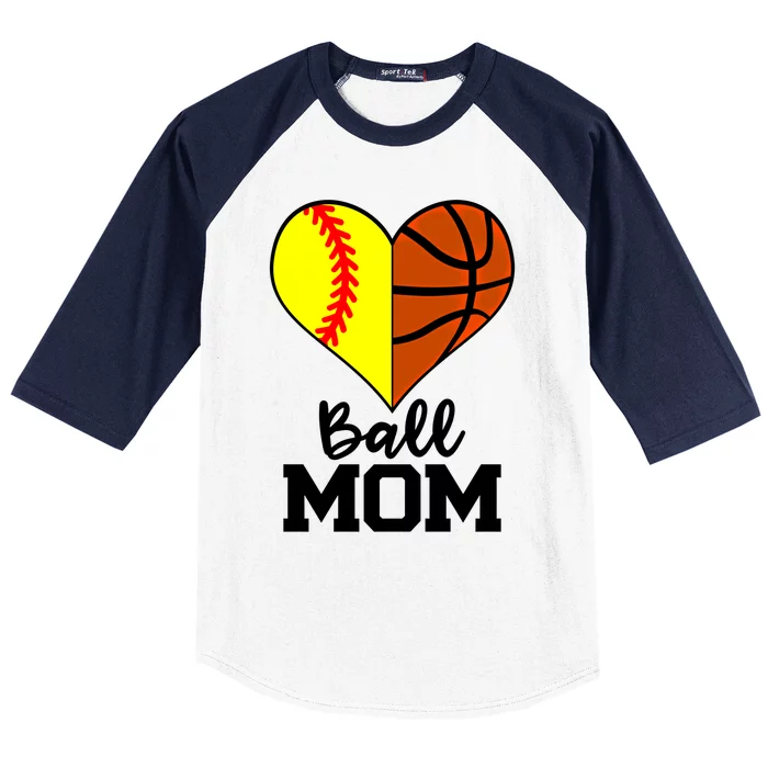 Ball Mom Funny Softball Basketball Player Mom Gift Baseball Sleeve Shirt