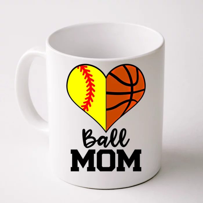 Ball Mom Funny Softball Basketball Player Mom Gift Front & Back Coffee Mug