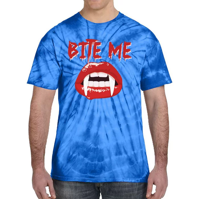 Bite Me Funny Halloween Vampire Bite Me Gift Tie-Dye T-Shirt