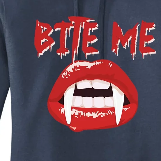 Bite Me Funny Halloween Vampire Bite Me Gift Women's Pullover Hoodie