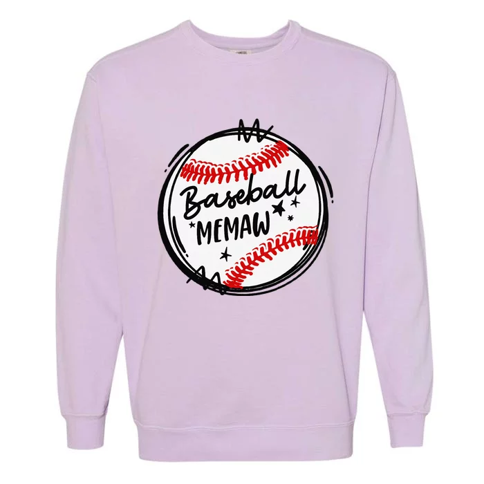 Baseball Memaw Grandma Funny Christmas Mothers Day Garment-Dyed Sweatshirt