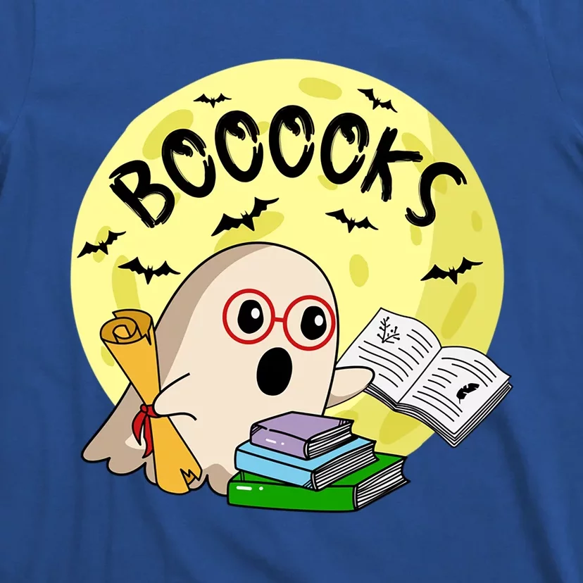 Boooks Moon Ghost Halloween Bookworm Reading Lover Gift T-Shirt