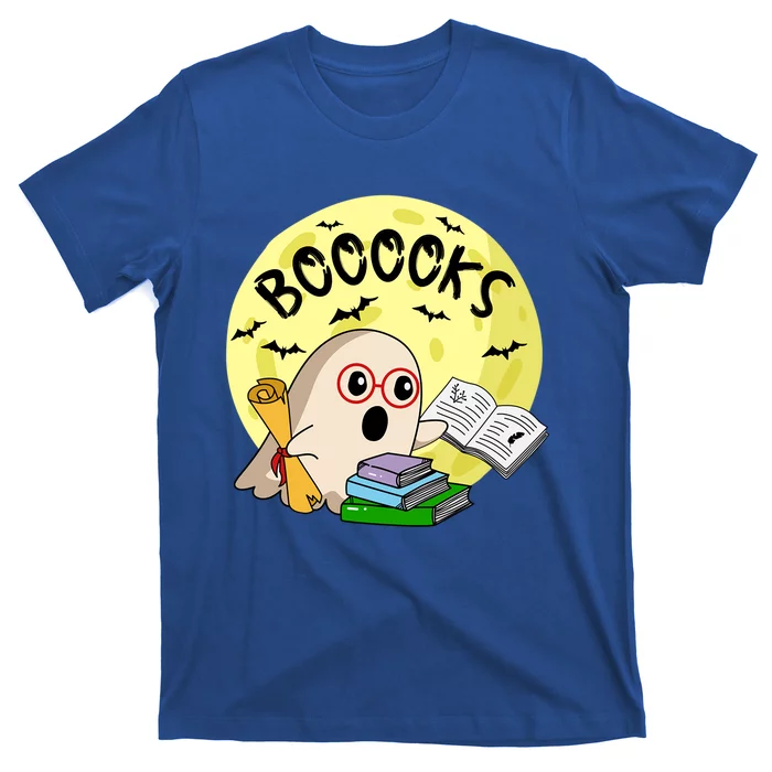 Boooks Moon Ghost Halloween Bookworm Reading Lover Gift T-Shirt