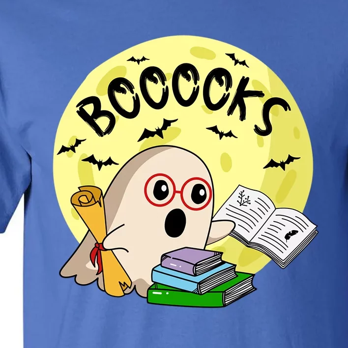 Boooks Moon Ghost Halloween Bookworm Reading Lover Gift Tall T-Shirt