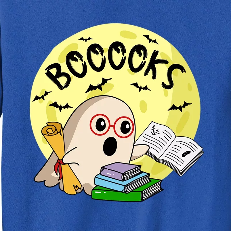 Boooks Moon Ghost Halloween Bookworm Reading Lover Gift Tall Sweatshirt