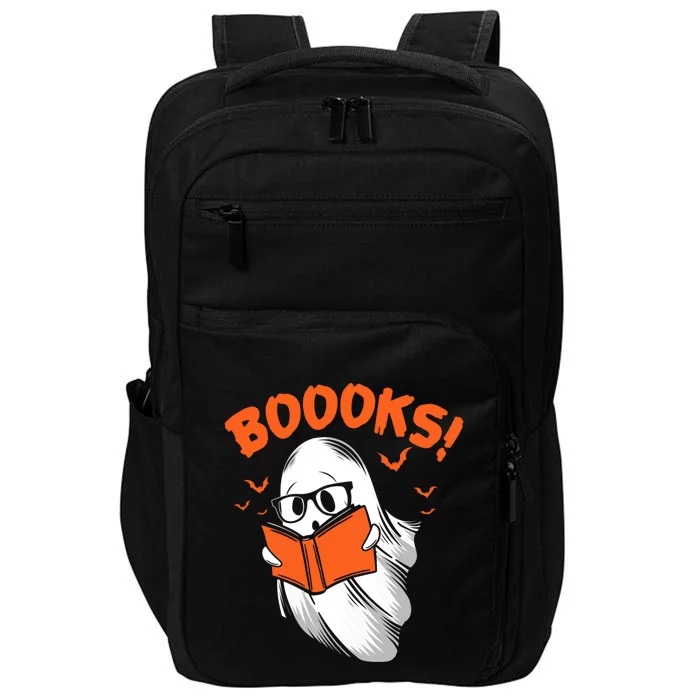 Boooks Moon Ghost Reading Halloween Bookworm Librarian Book Gift Impact Tech Backpack