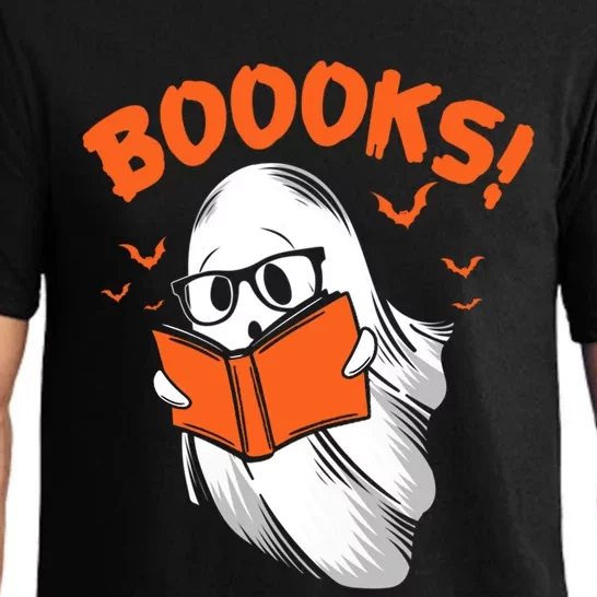 Boooks Moon Ghost Reading Halloween Bookworm Librarian Book Gift Pajama Set