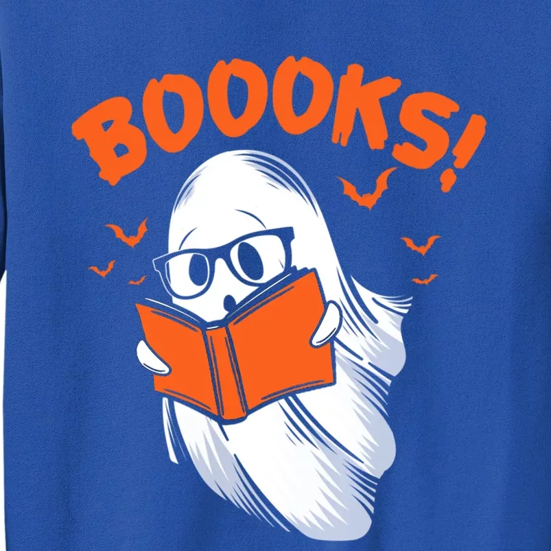 Boooks Moon Ghost Reading Halloween Bookworm Librarian Book Gift Tall Sweatshirt