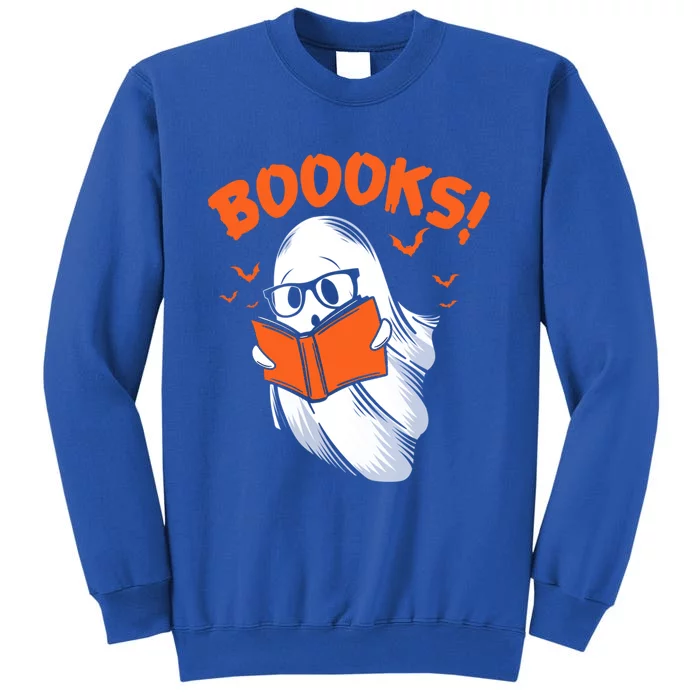 Boooks Moon Ghost Reading Halloween Bookworm Librarian Book Gift Tall Sweatshirt