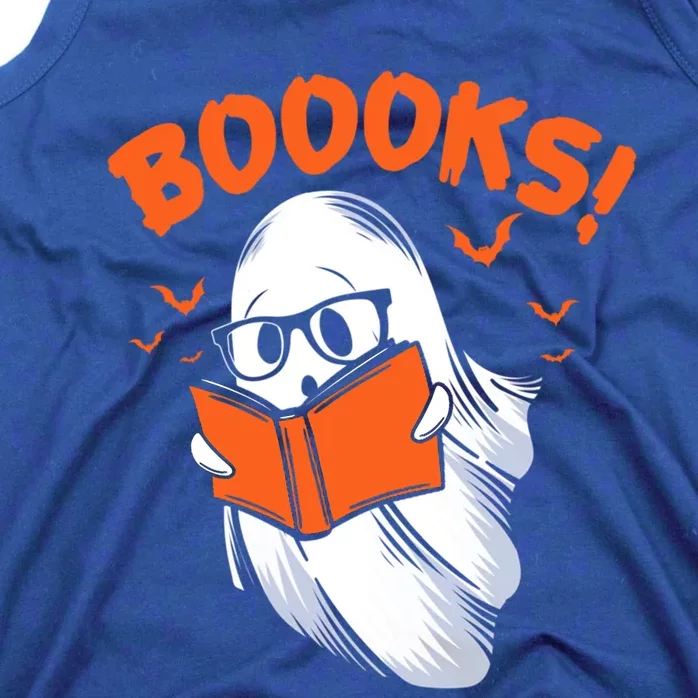 Boooks Moon Ghost Reading Halloween Bookworm Librarian Book Gift Tank Top