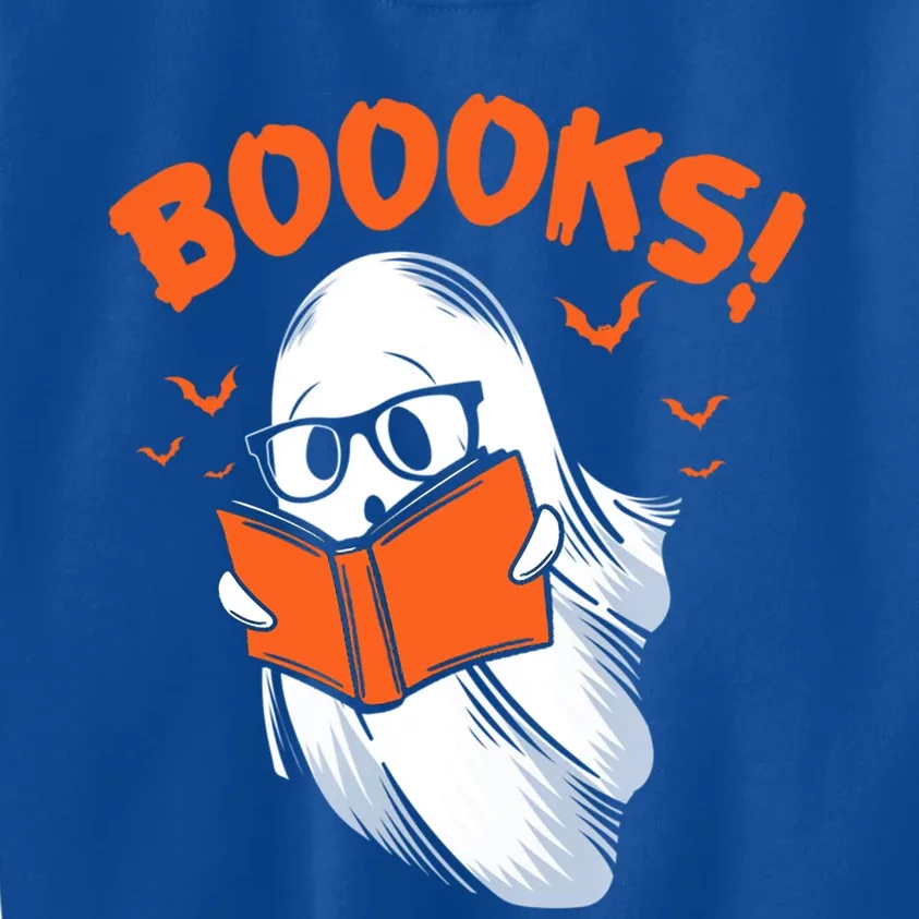 Boooks Moon Ghost Reading Halloween Bookworm Librarian Book Gift Kids Sweatshirt