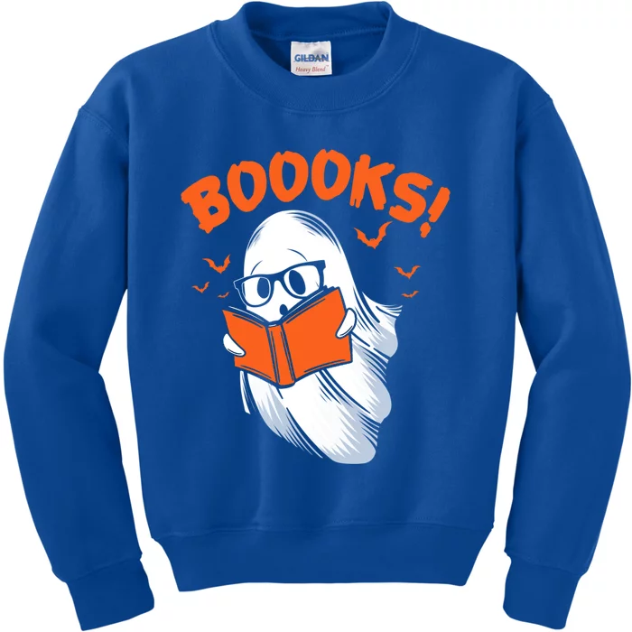 Boooks Moon Ghost Reading Halloween Bookworm Librarian Book Gift Kids Sweatshirt