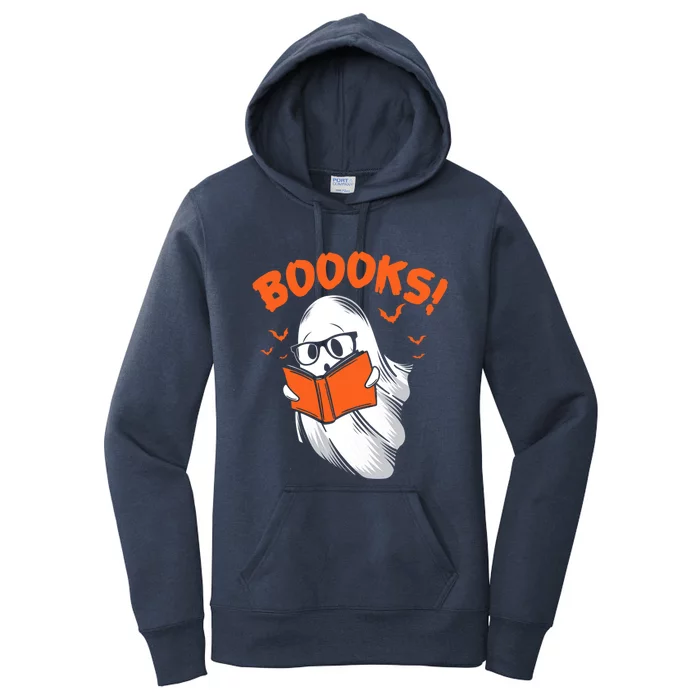 Boooks Moon Ghost Reading Halloween Bookworm Librarian Book Gift Women's Pullover Hoodie