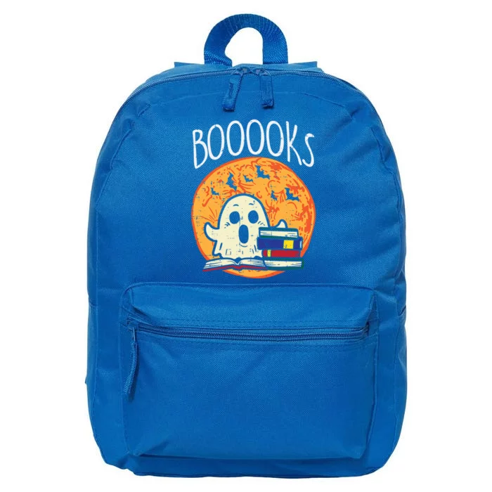 Boooks Moon Ghost Halloween Bookworm Librarian Teacher Book Great Gift 16 in Basic Backpack