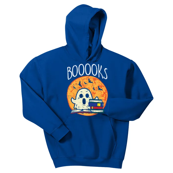 Boooks Moon Ghost Halloween Bookworm Librarian Teacher Book Great Gift Kids Hoodie