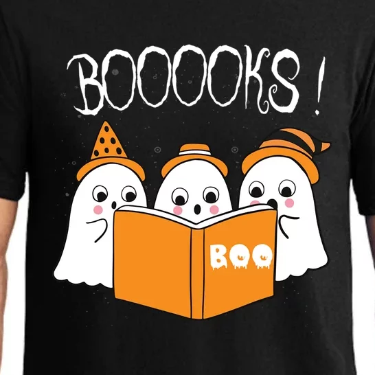 Boooks Moon Ghost Halloween Bookworm Librarian Teacher Book Cool Gift Pajama Set