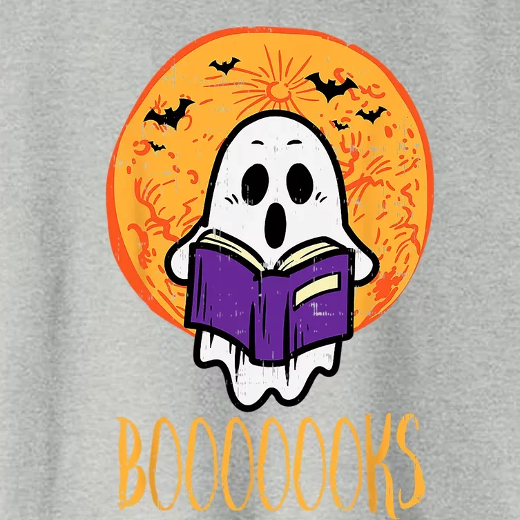 Boooks Moon Ghost Reading Halloween Costume Great Gift Women's Crop Top Tee