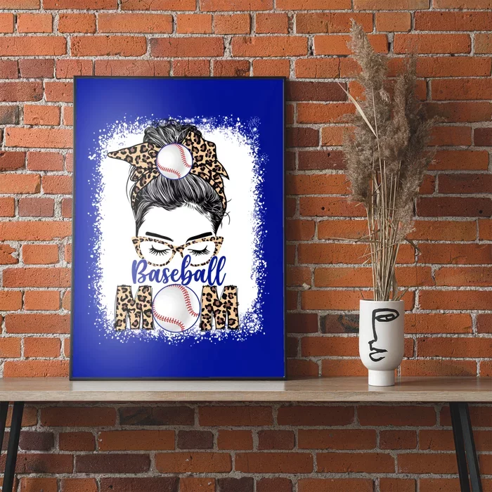 Baseball Mom Game Day Messy Bun Leopard Mothers Day Gift Poster