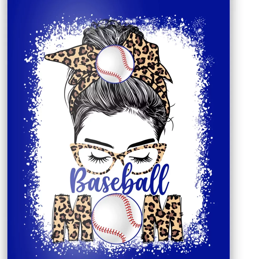 Baseball Mom Game Day Messy Bun Leopard Mothers Day Gift Poster