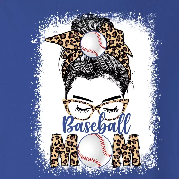 Baseball Mom Game Day Messy Bun Leopard Mothers Day Gift Toddler Long Sleeve Shirt