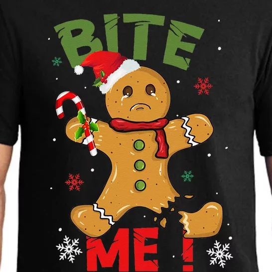 Bite Me Gingerbread Man Funny Cookie Christmas Gifts For Pajama Set