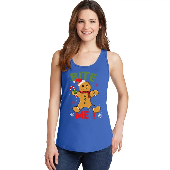 Bite Me Gingerbread Man Funny Cookie Christmas Gifts For Ladies Essential Tank