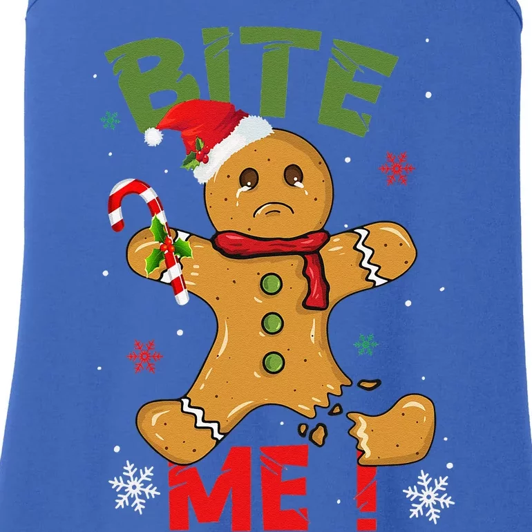 Bite Me Gingerbread Man Funny Cookie Christmas Gifts For Ladies Essential Tank