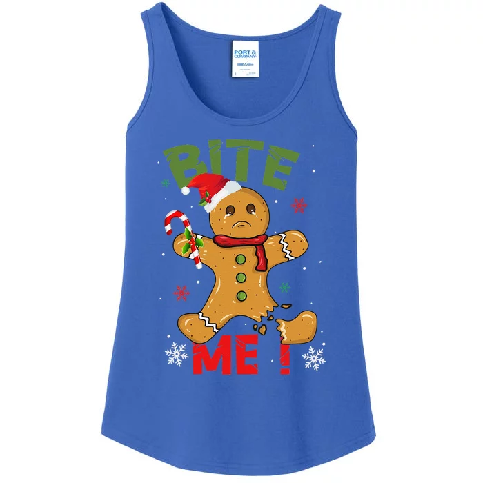 Bite Me Gingerbread Man Funny Cookie Christmas Gifts For Ladies Essential Tank