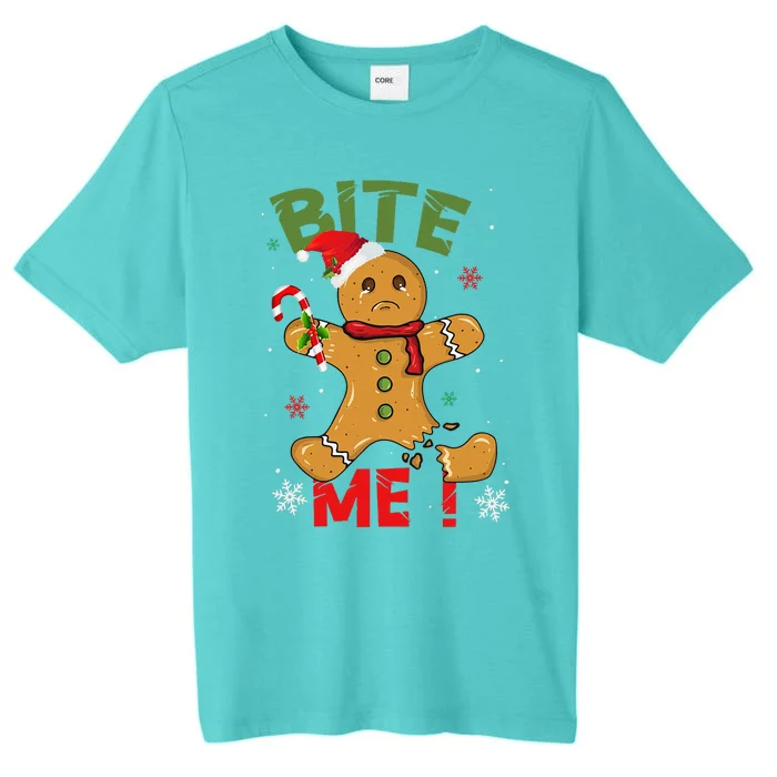 Bite Me Gingerbread Man Funny Cookie Christmas Gifts For ChromaSoft Performance T-Shirt