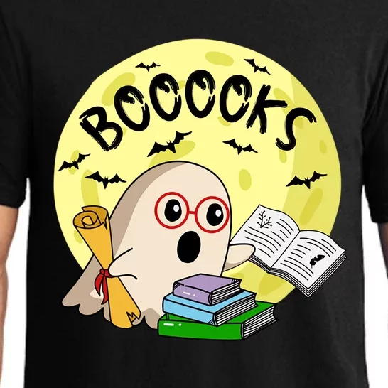 Boooks Moon Ghost Halloween Bookworm Reading Lover Gift Pajama Set