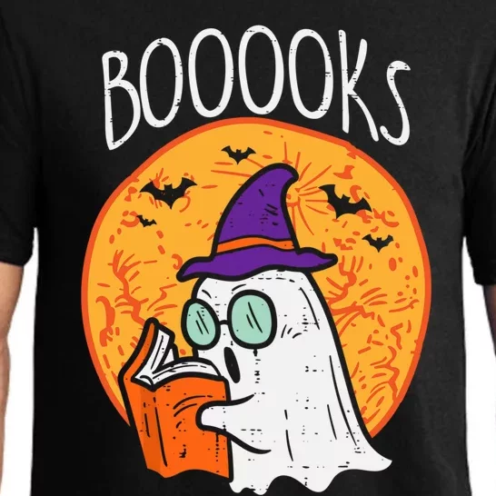 Boooks Moon Ghost Reading Halloween Bookworm Librarian Book Cool Gift Pajama Set