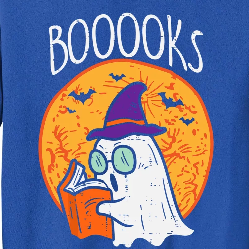 Boooks Moon Ghost Reading Halloween Bookworm Librarian Book Cool Gift Tall Sweatshirt