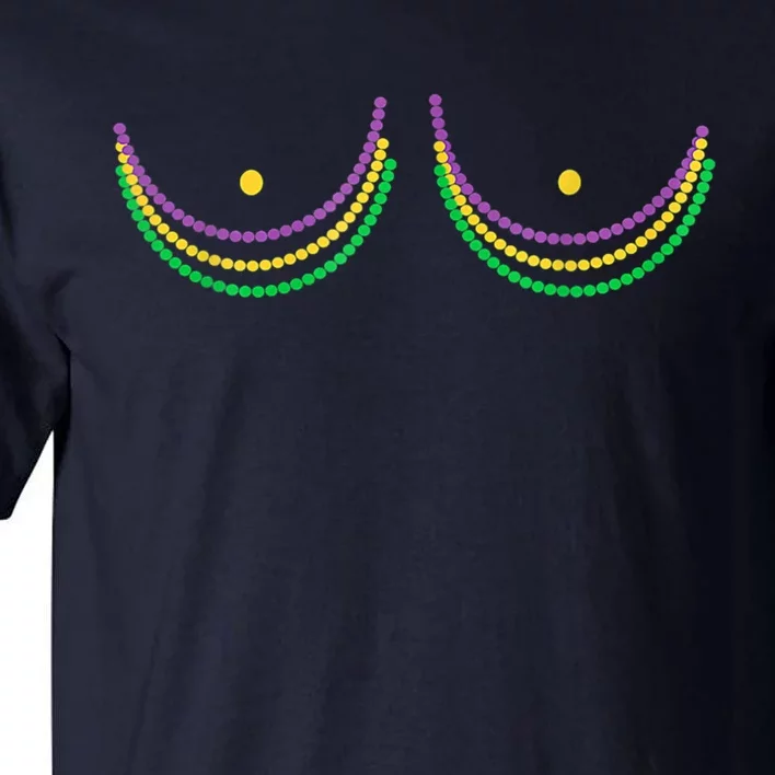 Boobshirt Mardi Gras 2024 Funny Beads Boobs Outline Tall T-Shirt