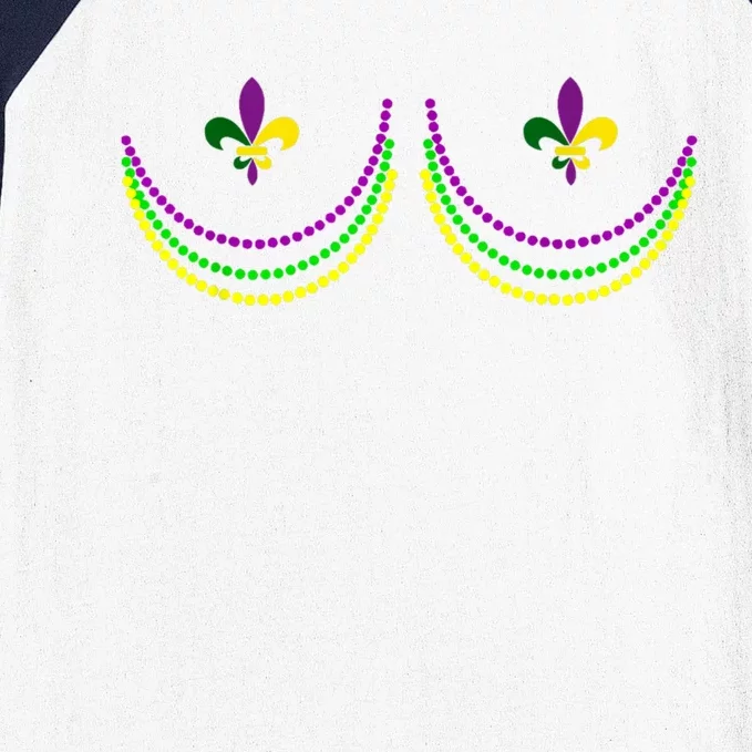 Boobshirt Mardi Gras 2024 Funny Beads Boobs Outline Baseball Sleeve Shirt