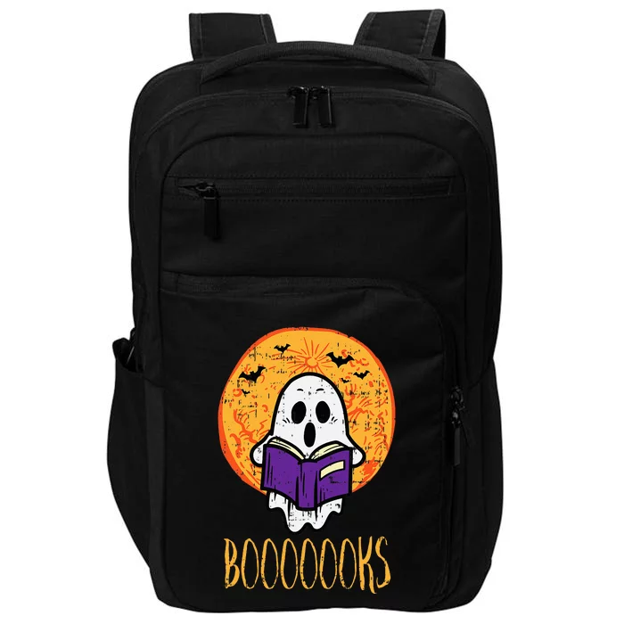 Boooks Moon Ghost Reading Halloween Bookworm Librarian Book Impact Tech Backpack