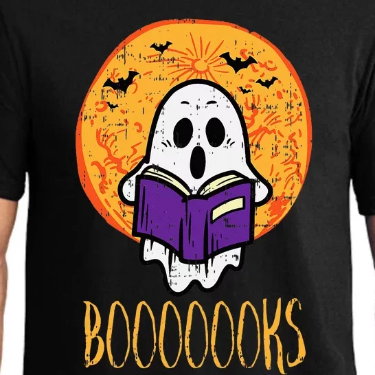 Boooks Moon Ghost Reading Halloween Bookworm Librarian Book Pajama Set