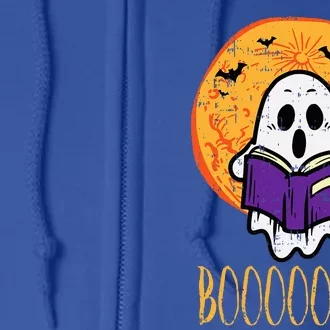 Boooks Moon Ghost Reading Halloween Bookworm Librarian Book Full Zip Hoodie