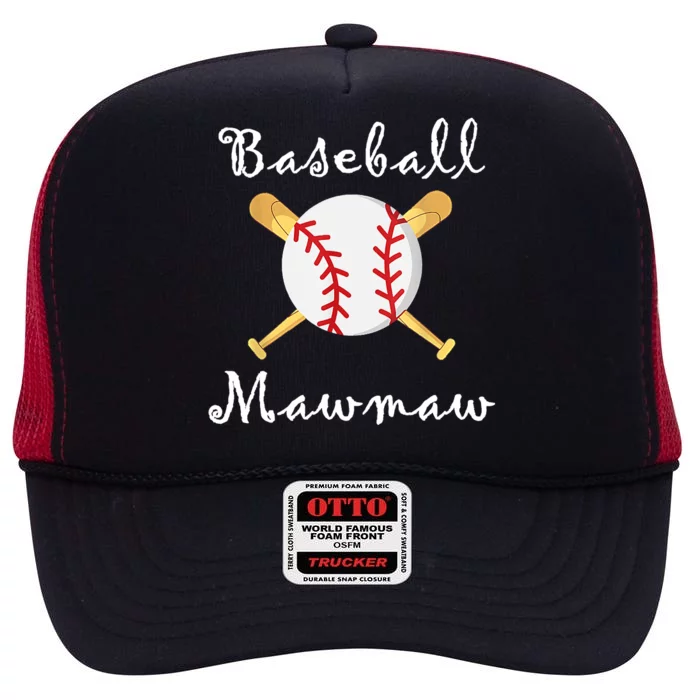 Baseball Mawmaw Grandsons Game Day Gifts To Cheer Grandma High Crown Mesh Trucker Hat