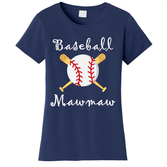 Baseball Mawmaw Grandsons Game Day Gifts To Cheer Grandma Women's T-Shirt