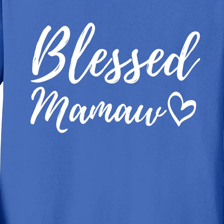 Blessed Mamaw Gift Christmas Family Matching Thanksgiving Gift Kids Long Sleeve Shirt